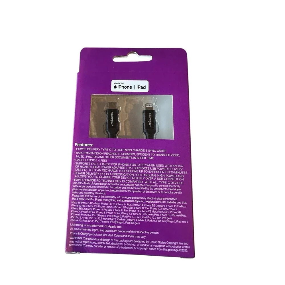 Lot 8 New PowerXcel Type C to Lightning Cables MFi-Certified Made with Kevlar